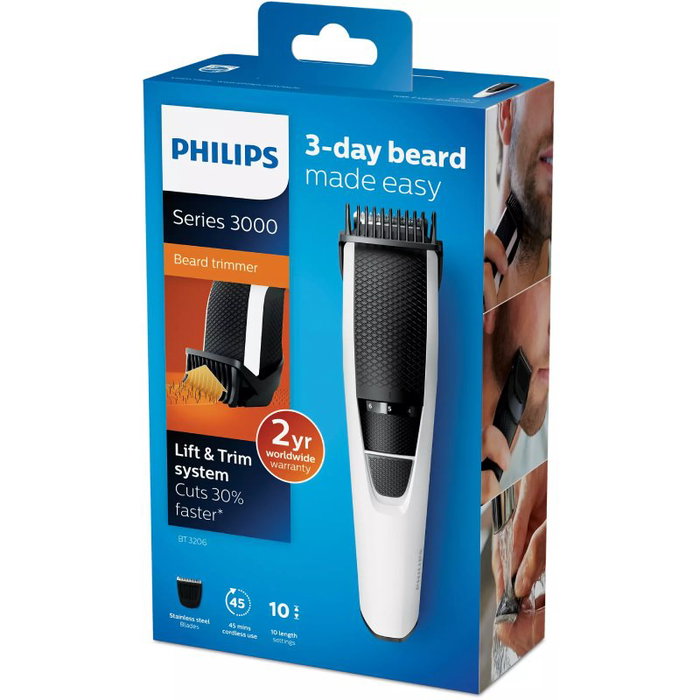 Philips Beardtrimmer series 3000 BT3206/14/ con Batería y 4 Accesorios Philips Beardtrimmer series 3000 BT3206/14/ con Batería y 4 Accesorios